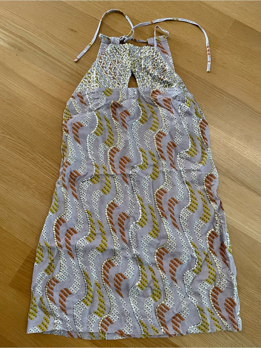 Anthropologie Celandine Linen Blend Halter Sequin Mini Dress Coverup size XS NWT - Picture 7 of 7
